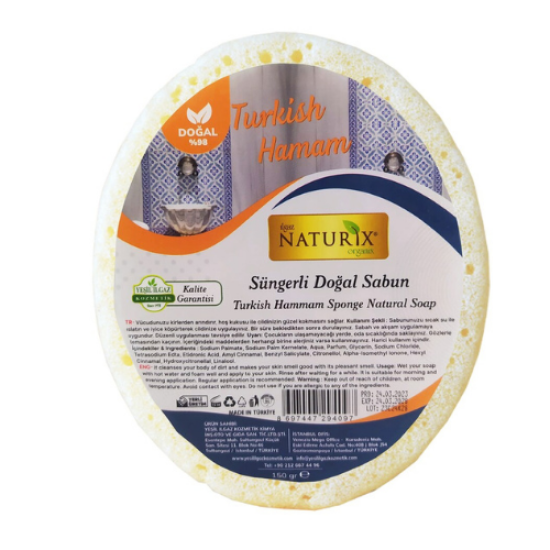 Naturix Süngerli Doğal Turkish Hamam Sabun 150 g