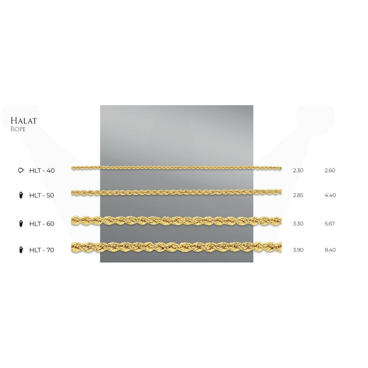 Halat Zincir  - 14 Ayar Gerçek Altın Zincir Kolye - Kalınlık 2.30 mm (585 Damgalı)