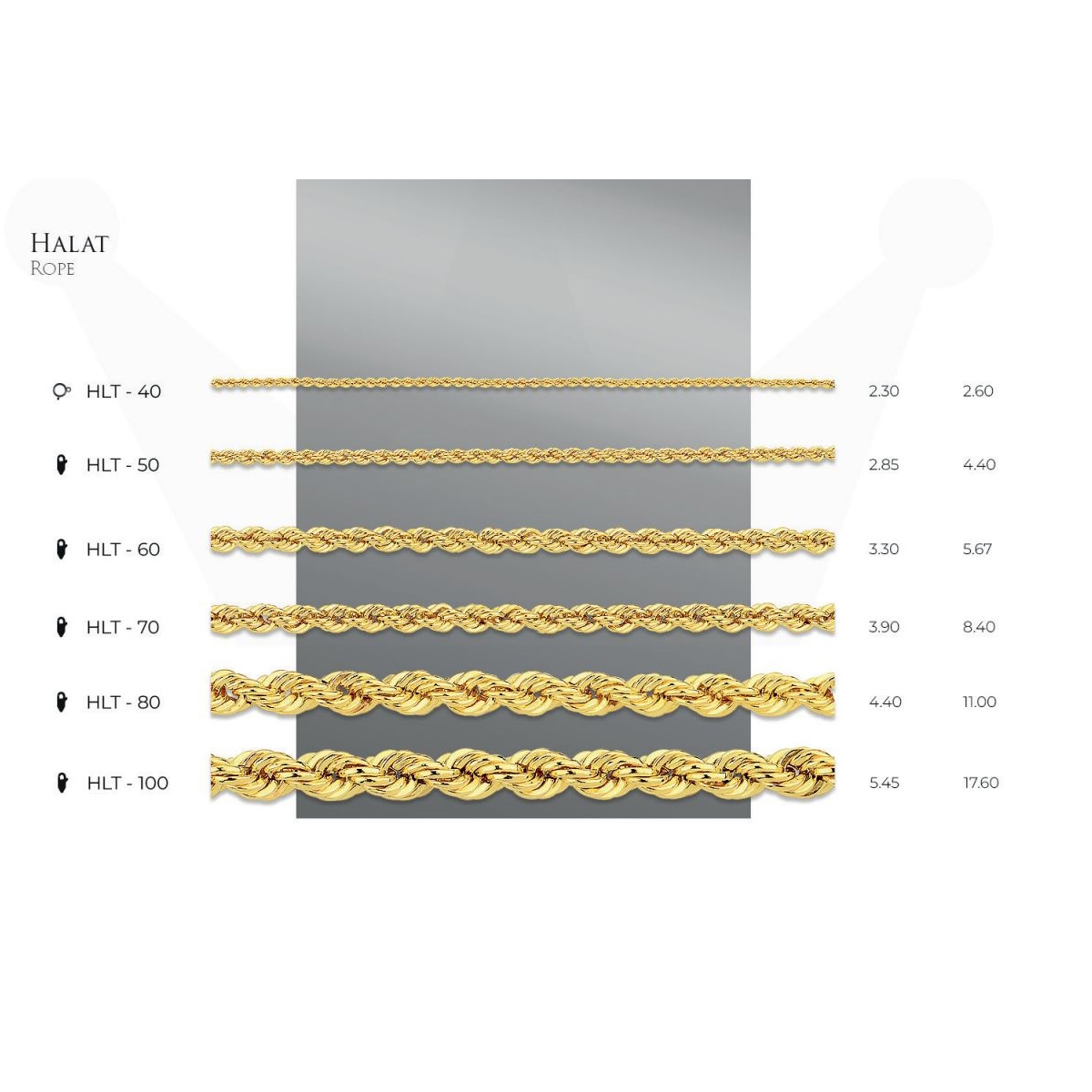 Halat Zincir  - 14 Ayar Gerçek Altın Zincir Kolye - Kalınlık 4.40 mm (585 Damgalı)