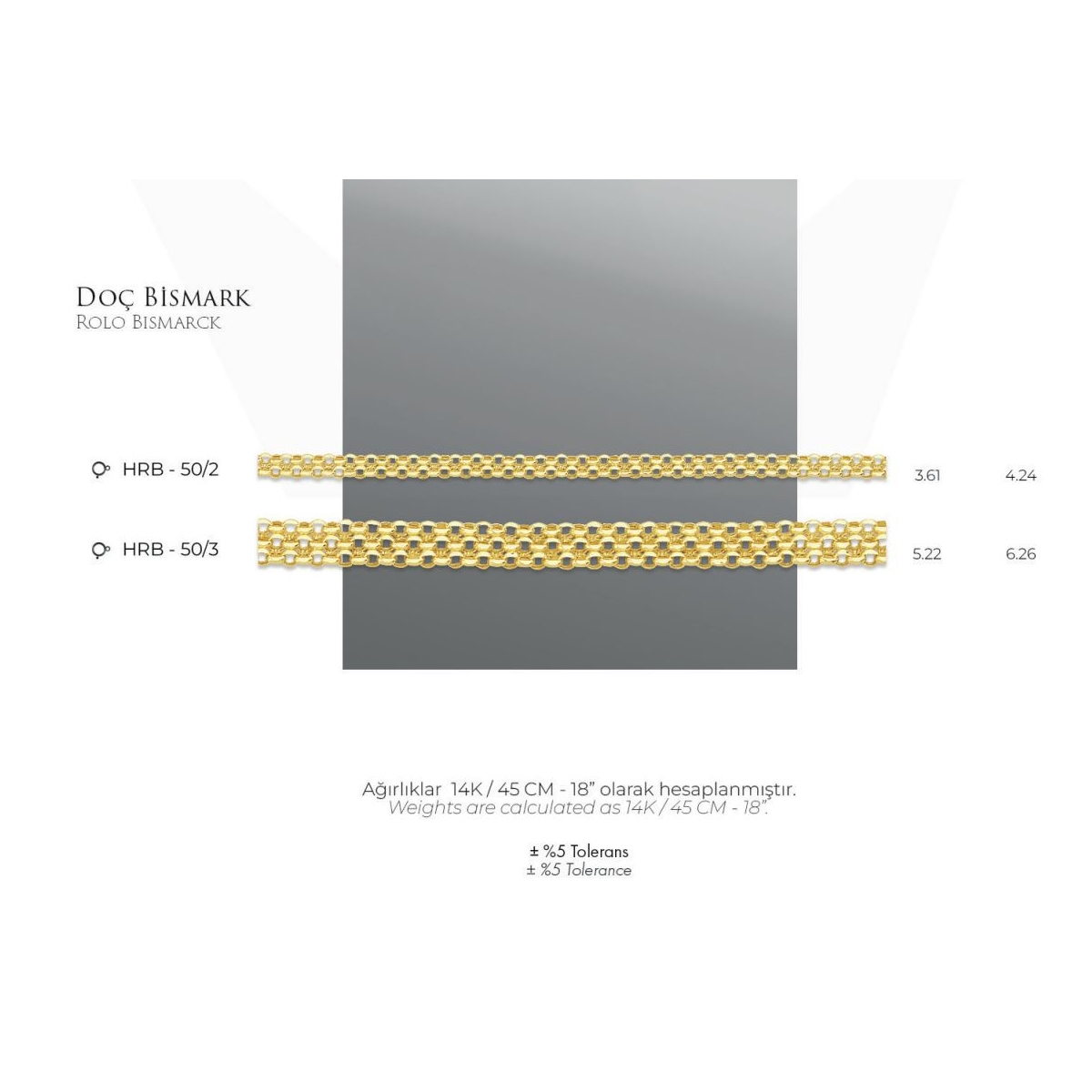 Rolo Doç Bismark - 14 Ayar Gerçek Altın Zincir Kolye - Kalınlık 5.22 mm (585 Damgalı)