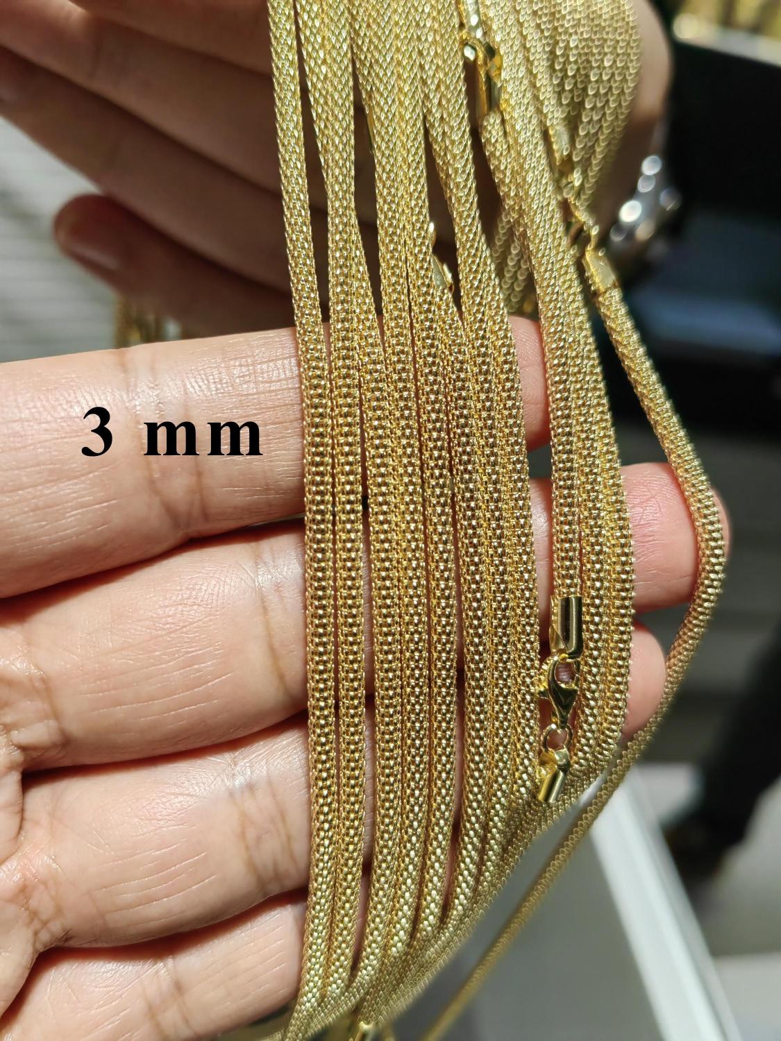 Popcorn Model - 14 Ayar Gerçek Altın Zincir Kolye - Kalınlık 1.40 mm (585 Damgalı)