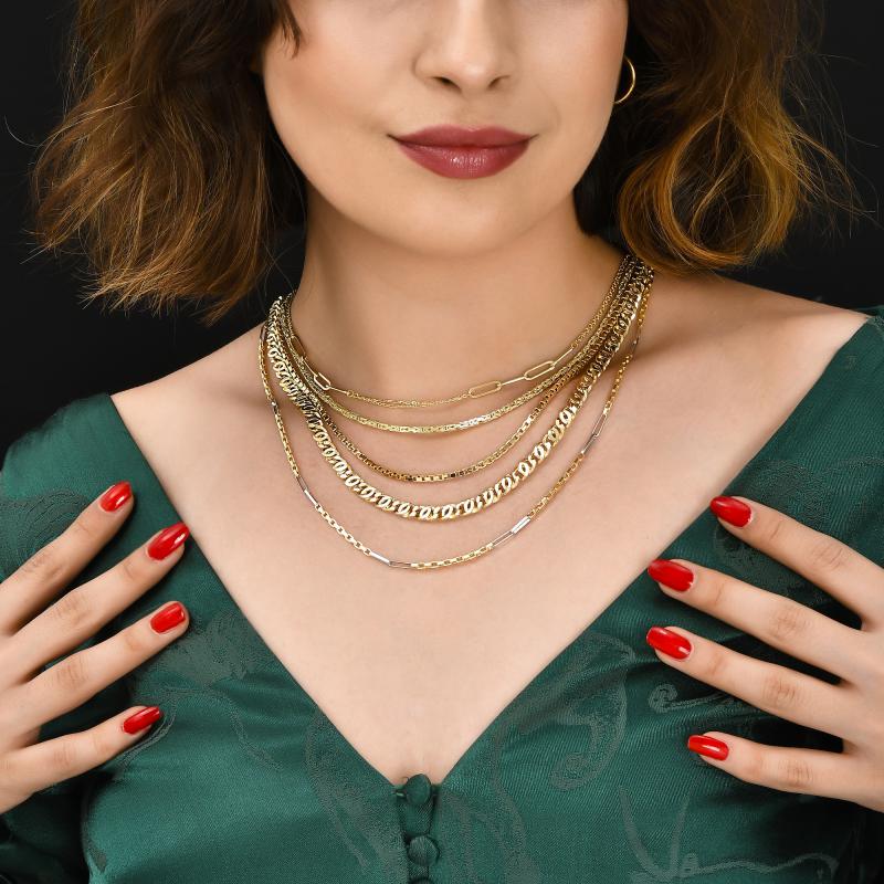 Spiga%20Pave%2014%20Ayar%20Gerçek%20Altın%20Zincir%20Kolye%20-%201.30%20mm %20kalınlık%20(585%20Damgalı)