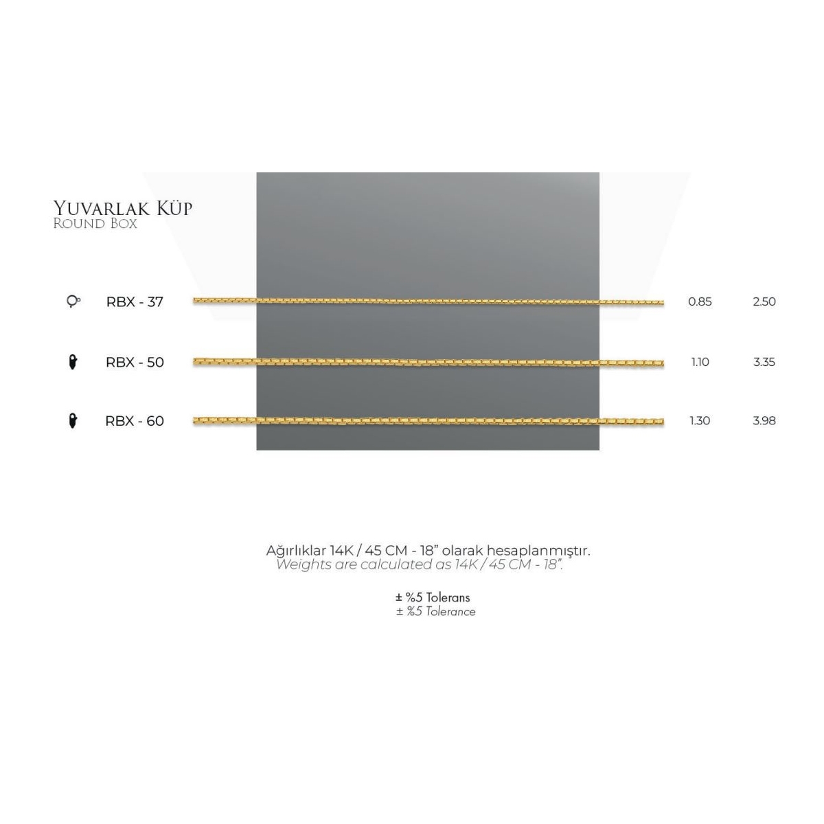 Yuvarlak Küp - 14 Ayar Gerçek Altın Zincir Kolye - Kalınlık 0.85 mm (585 Damgalı)