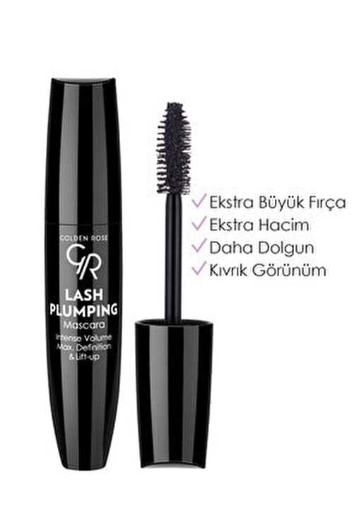 Golden Rose Lash Plumping Mascara - Black - Ekstra Büyük Fırçalı Dolgunluk ve Hacim Veren Maskara